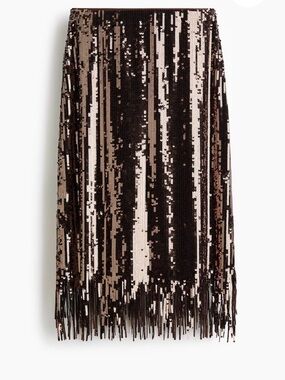 H&M FRINGE-TRIMMED SEQUINED SKIRT size M